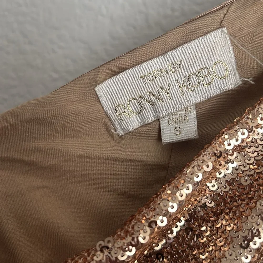 Ronny Kobo Kelly Sequin One-Shoulder Dress, Metallic Gold Size S - Picture 11 of 13